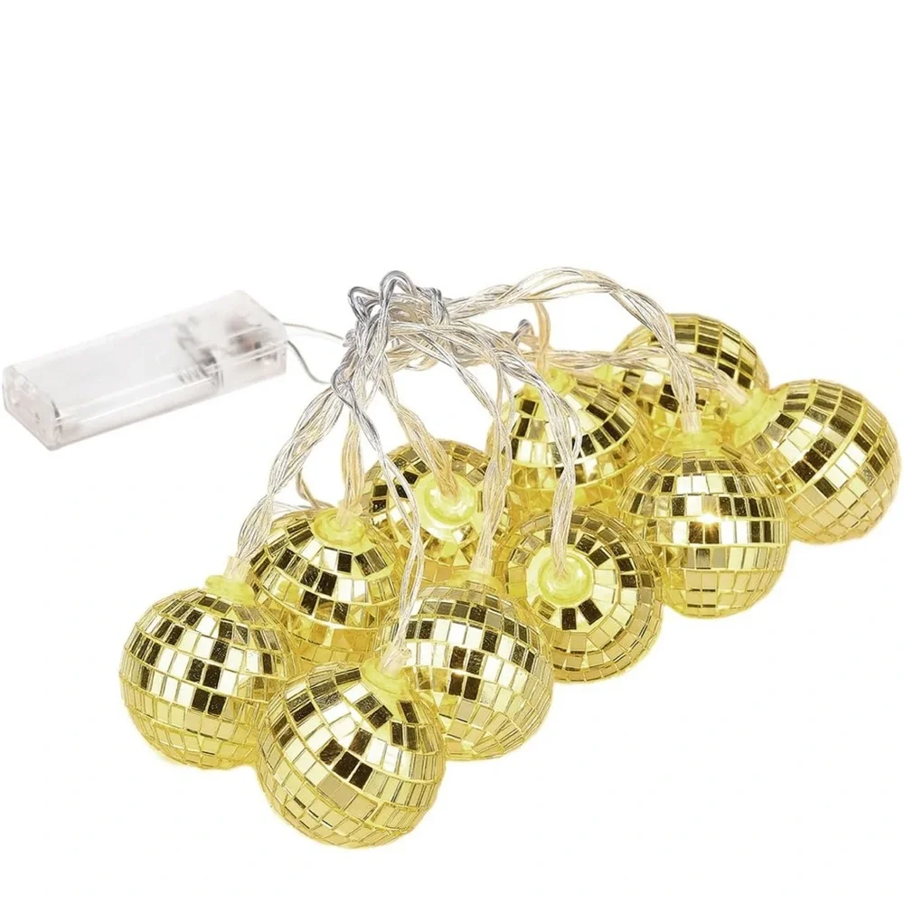 Christmas Lights Gold Light Up Disco Ball String Lights